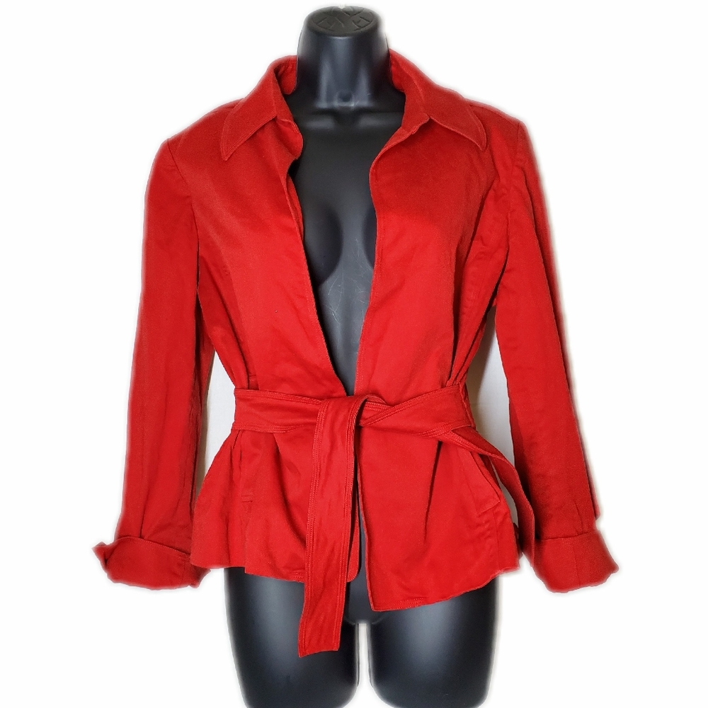 Anne Klein Red Tie Back Open Jacket Size 10P